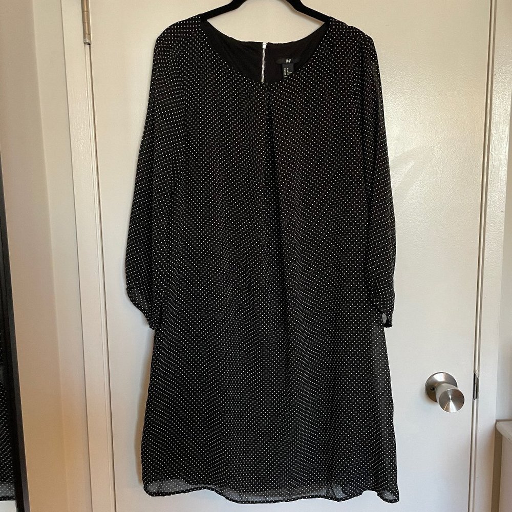 H&M black sheer polka dot dress